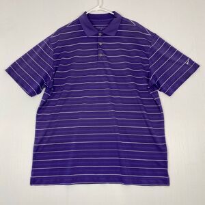 Nike Golf Dri Fit Polo Shirt  Mens SZ XL Purple Striped Short Sleeve Performance